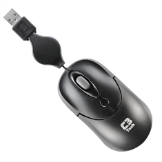 Mouse USB Mini Retrátil Preto MS3208-2 - C3Tech